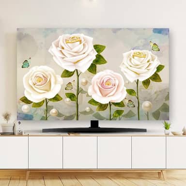 Capa de TV para ambientes internos 32-80 polegadas capa protetora contra poeira TV tela de computador pintura estilo moderno protetor de tela de TV para LCD LED quarto sala de estar decoração - rosa |