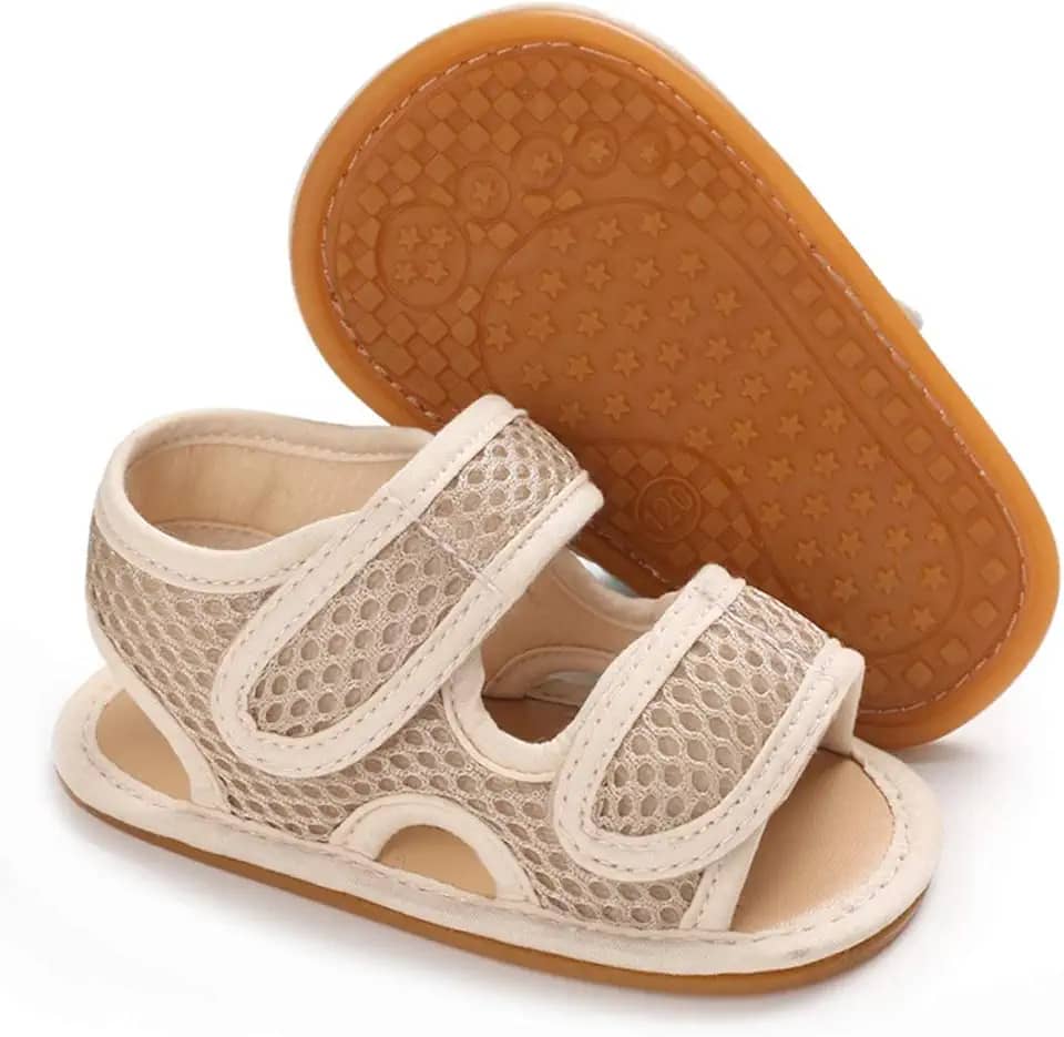 Sandálias casuais para bebês meninas meninos de primeira linha, sapatos atléticos de verão para uso ao ar livre, praia, respirável, macio, antiderrapante, sola de borracha para recém-nascidos, sapatos de primeira caminhada