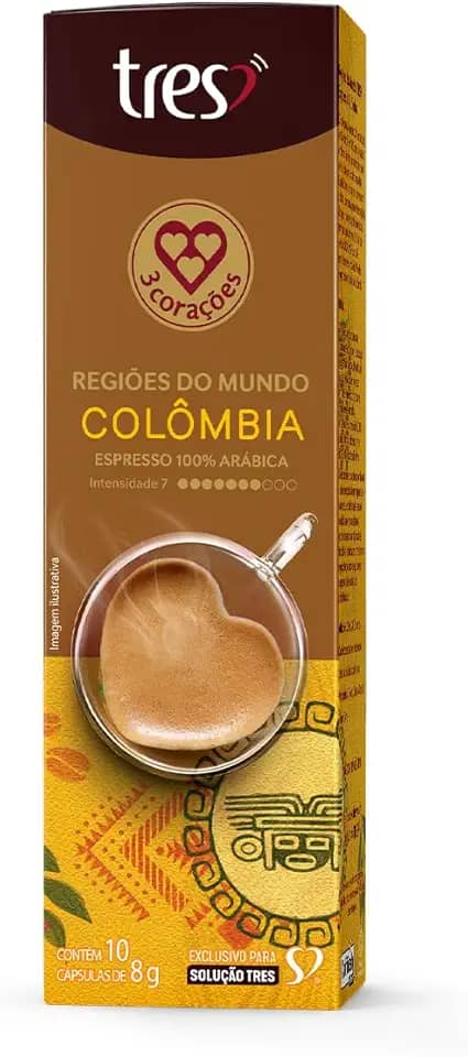 Capsula de Café Espresso Colômbia TRES 3 Corações 10 unid