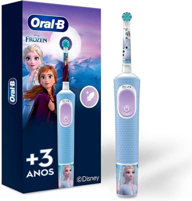 Oral-B Disney Frozen, Escova de Dentes Elétrica Infantil (+3 anos), Recarregável 4 Adesivos Personalizáveis 100-240V