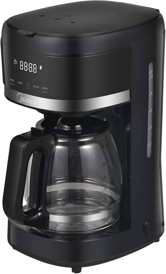 Cafeteira Elétrica Midea 1,5L com Delay Brew, Desligamento Automático e Aroma Boost – Design em Aço Inoxidável, Aquecimento Rápido de 1000W, 110V, CMD15P1