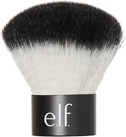 e.l.f. Escova facial Kabuki, cabelo sintético, versátil, compacta, aplica bronzer, pó ou iluminador, macio, absorvente, molhado ou seco, compacto, tamanho para viagem, 18 g