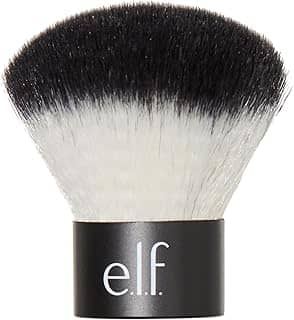 e.l.f. Escova facial Kabuki, cabelo sintético, versátil, compacta, aplica bronzer, pó ou iluminador, macio, absorvente, molhado ou seco, compacto, tamanho para viagem, 18 g