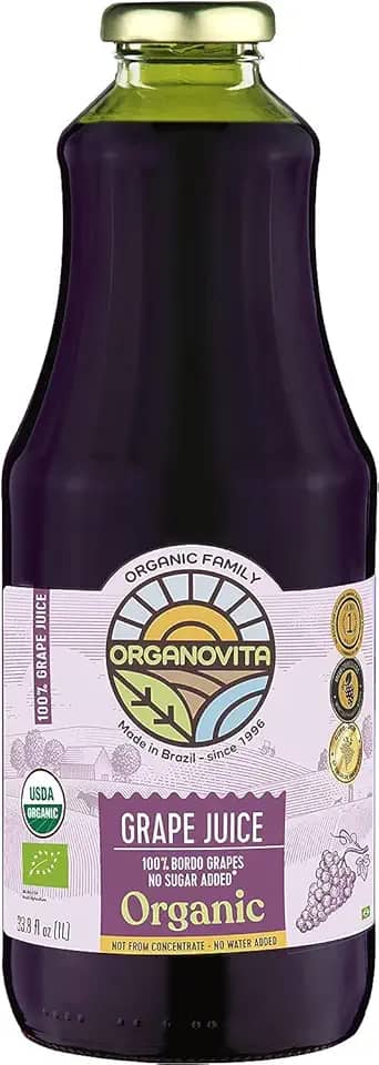 Suco de Uva Integral Orgânico 100% Bordô - Organovita 1L - Natural, Sem Conservantes, Rico em Antioxidantes e Vitaminas