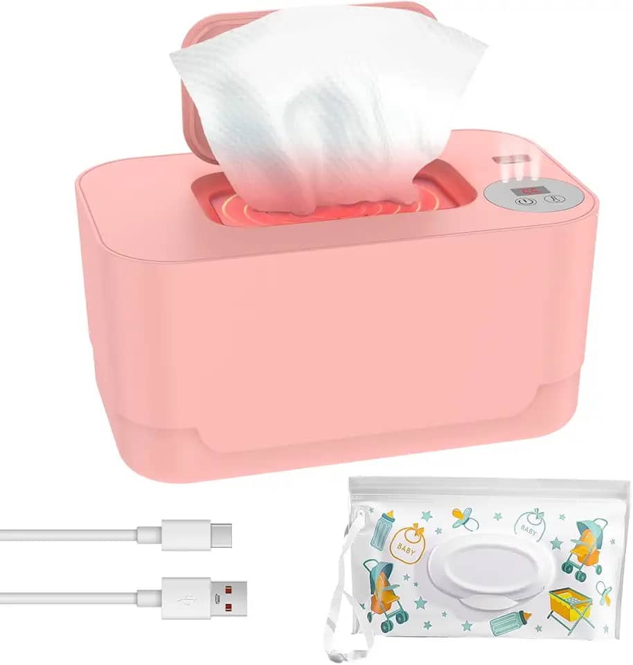 Aquecedor de lenços umedecidos de temperatura ajustável, aquecedor portátil de lenços umedecidos para carro, capa USB para lenços umedecidos e aquecedor para lenços umedecidos