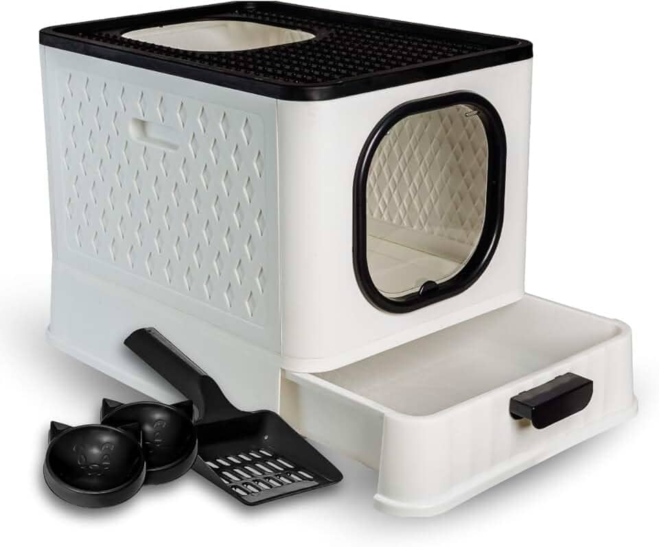 Caixa Areia Fechada Premium Gato Sandbox Higiênica Grande JelPlast (Branco)