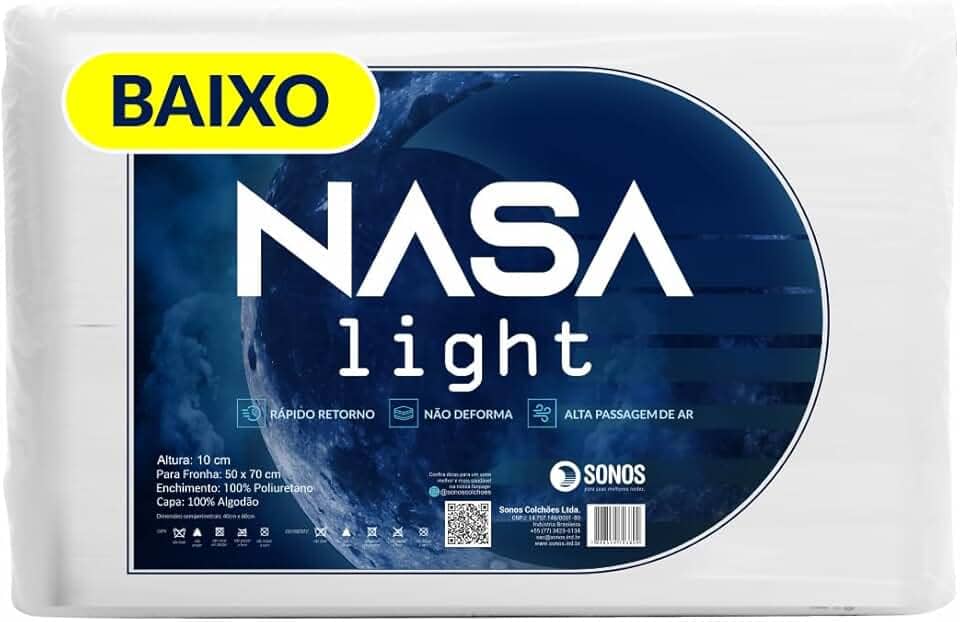Travesseiro Sonos Nasa Light Baixo 10cm de Altura