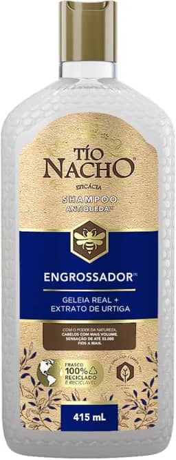 Tio Nacho - Shampoo Antiqueda Engrossador para dar mais volume aos cabelos, 415ml, Cabelos lindos e brilhantes