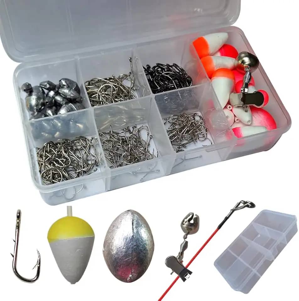 Kit Anzol de Pesca Estojo com Chumbada Boias Guizo 286 Unidades