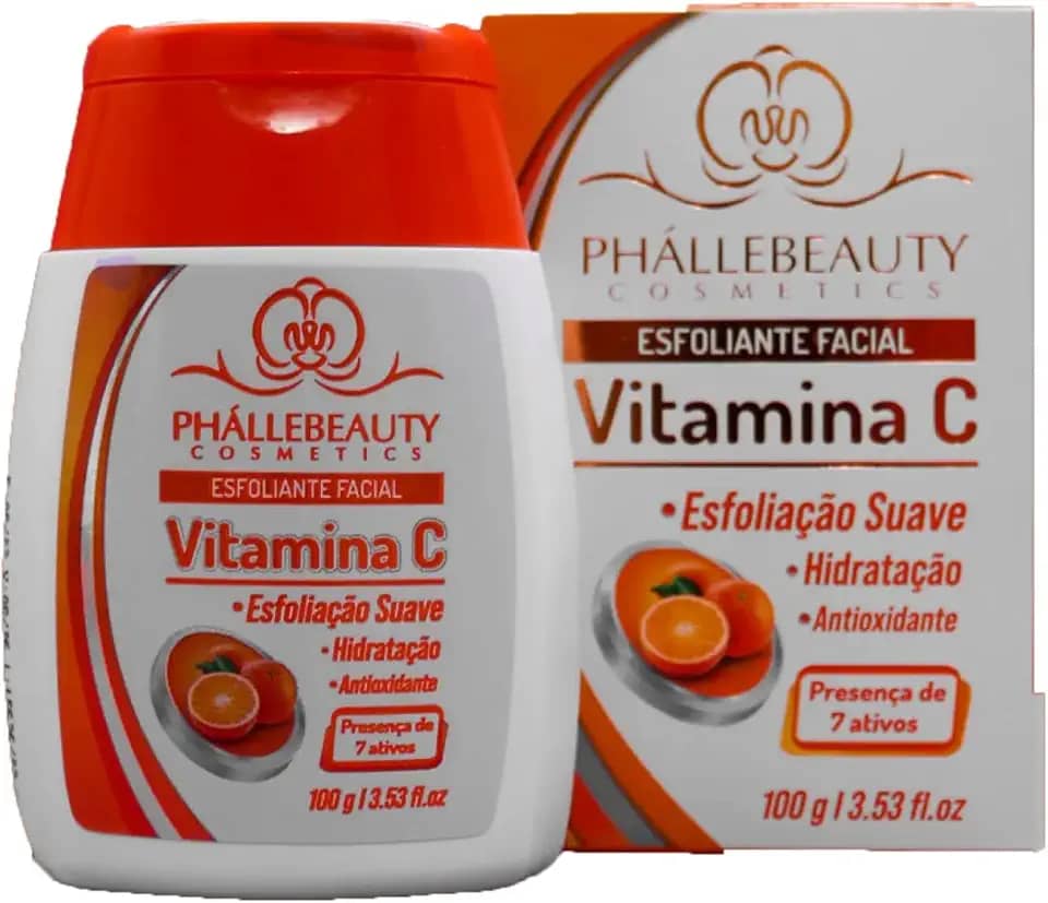 Esfoliante Facial Vitamina C Rosto - Phállebeauty Skincare, Peeling Suave, Limpeza Profunda, Brilho e Maciez - Ph0727