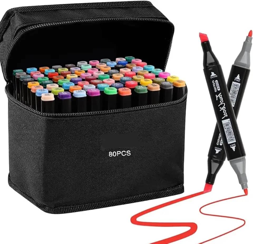 Canetas Coloridas Canetinhas Marcador TOUCH Kit Profissional Premium Desenho Conjunto 24,36,48,60,80,120 Cores Canetinha Colorida Ponta Dupla Permanente Colorir Escolar Artistico Duas Pontas (80)