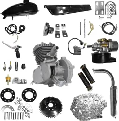 Kit Motor para Bicicleta Motorizada 80cc, 2 Tempos, Completo com Corrente e Acessórios (Prata)