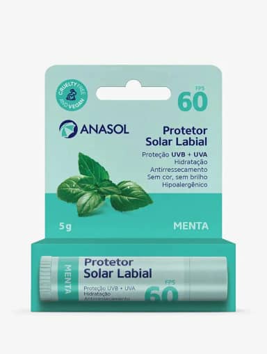 Protetor Solar Labial FPS 60 Menta 5g - Anasol