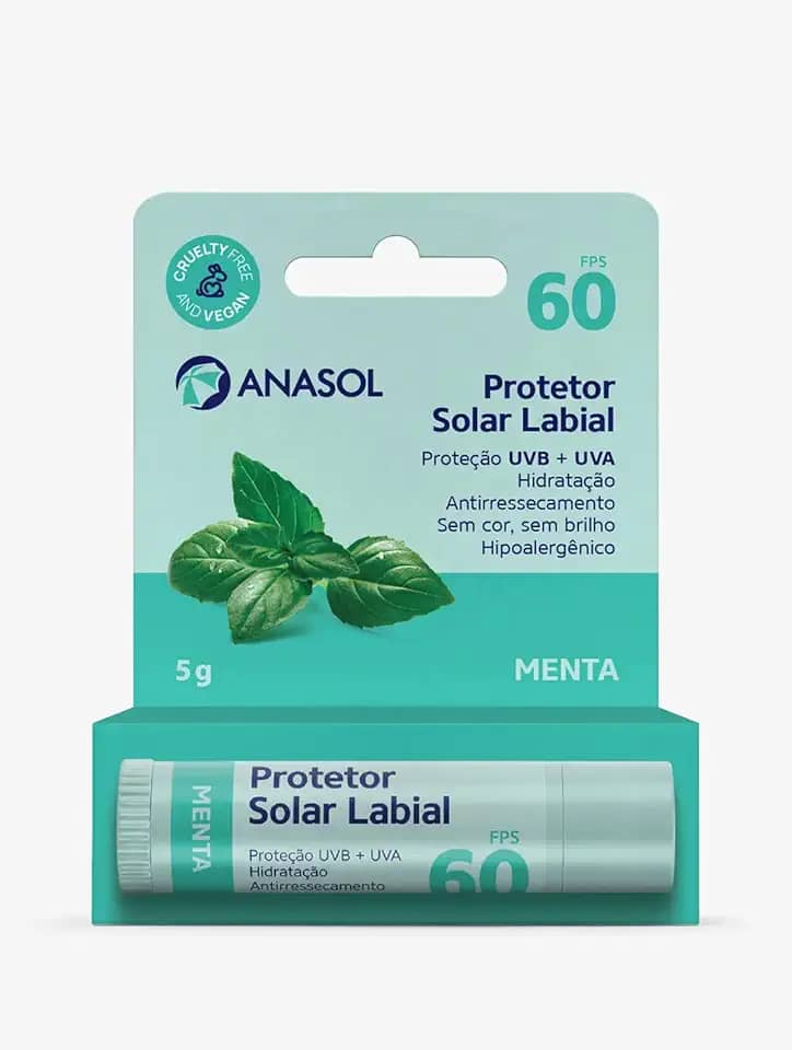 Protetor Solar Labial FPS 60 Menta 5g - Anasol