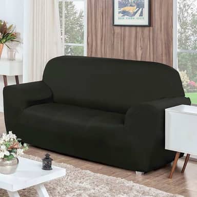 Capa Protetor De Sofá 3 Lugares Lisa Malha Gel Coladinha (Preto)