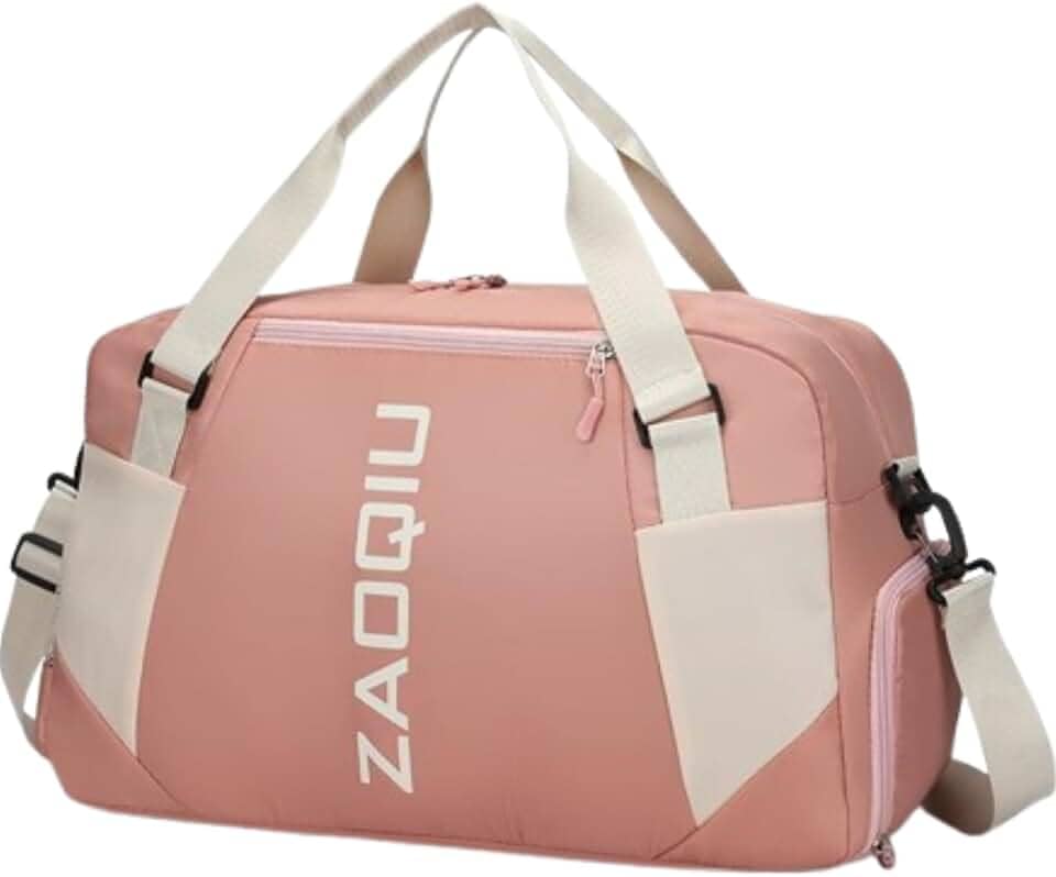 Bolsa Mala De Mão 10kg Viagem Academia Bordo Grande Avião Alça ajustável Área Seca Área Molhada Compartimento Tênis (Rosa)