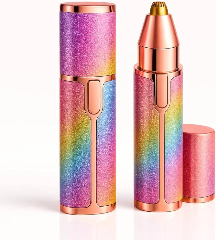 Depilador Facial Feminino 2 em 1 Tipo Batom, Removedor de Pelos e Aparador de Sobrancelhas, Buço e Rosto, Depilador Elétrico Portátil Recarregável com Luz LED