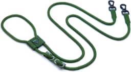 ApoloDog Guia Mãos Livres para Cachorros, Multifuncional, Corda 10mm, 2,4m Ajustável, para Corrida e Caminhada, Suporta até 150kg, com 2 Mosquetões de Liga de Alumínio e Zinco (VERDE MILITAR)