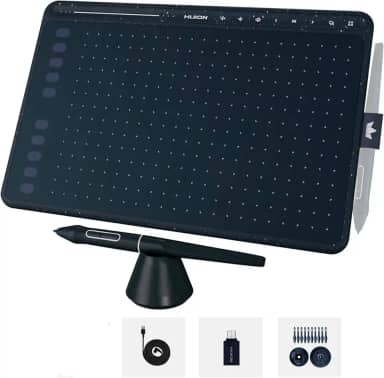Mesa digitalizadora HUION HS611 Tablet gráfico com 10 teclas de atalho, 8 teclas multimídia Stylus sem bateria 8192 caneta pressão inclinação digital arte tablet para pintura, design esboço iniciante
