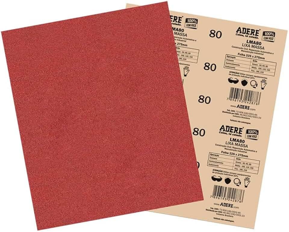 Folha Lixa massa Papel Vermelha Adere Lma50 225mmx275mm - 25 Folhas