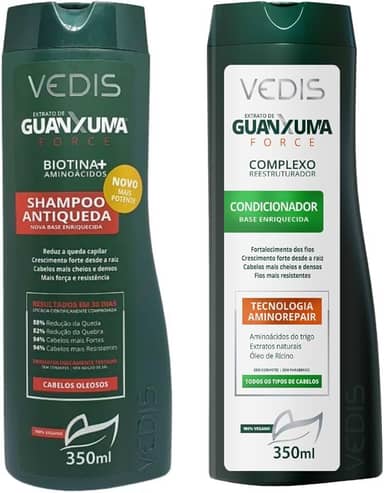 Kit Guanxuma Shampoo Antiqueda Force para Cabelos Oleosos & Condicionador Antiqueda – 350 ml