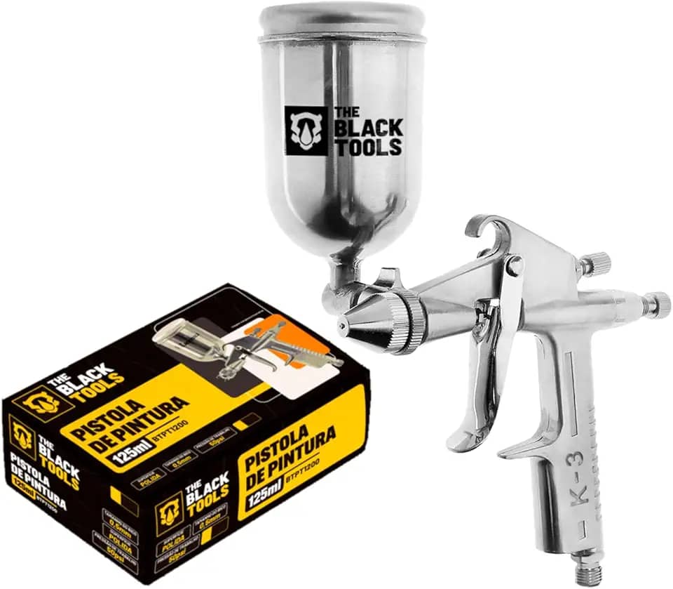 Pistola De Pintura Aerógrafo K3 De Gravidade Bico 0.5mm 125 Ml Btpt1200 The Black Tools
