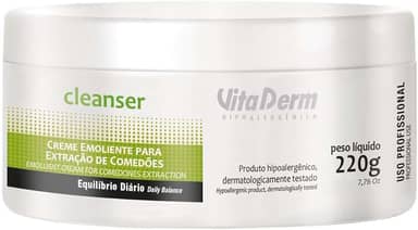 Vitaderm Creme Emoliente Para Extração De Comedões Cleanser 220G