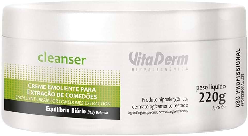 Vitaderm Creme Emoliente Para Extração De Comedões Cleanser 220G