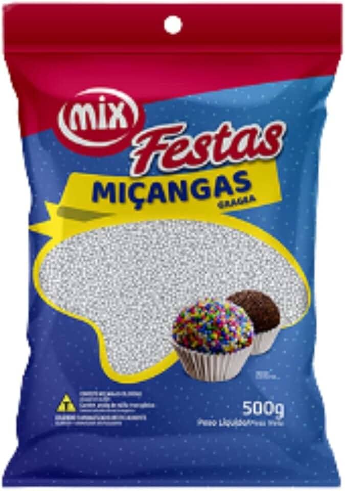 Confeito Miçanga Granulado Brigadeiro, Doces, Confeitaria Várias Cores 500g (Branca)