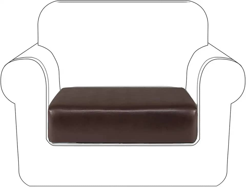 Capa para sofá de couro sintético NC Home com capa protetora de móveis à prova d'água para crianças e animais de estimação, Chocolate, Chair Cushion