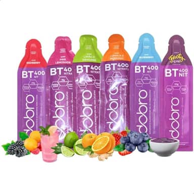 Kit BT Nitrato Gel, 6 Sachês, Sabores Variados com e sem Cafeína, 30g cada, Suplemento Energético para Atletas