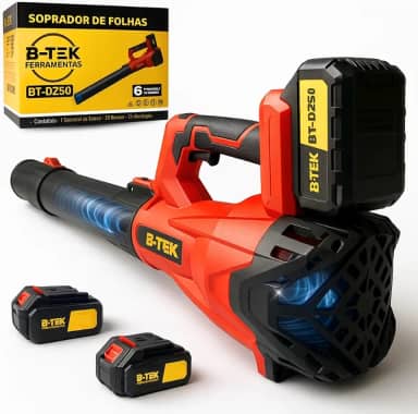 Soprador de Folhas a Bateria 21 V – Potência Turbo 300 km/h, Sem Fio, Portátil e Leve para Jardim, Quintal, Casa e Carro