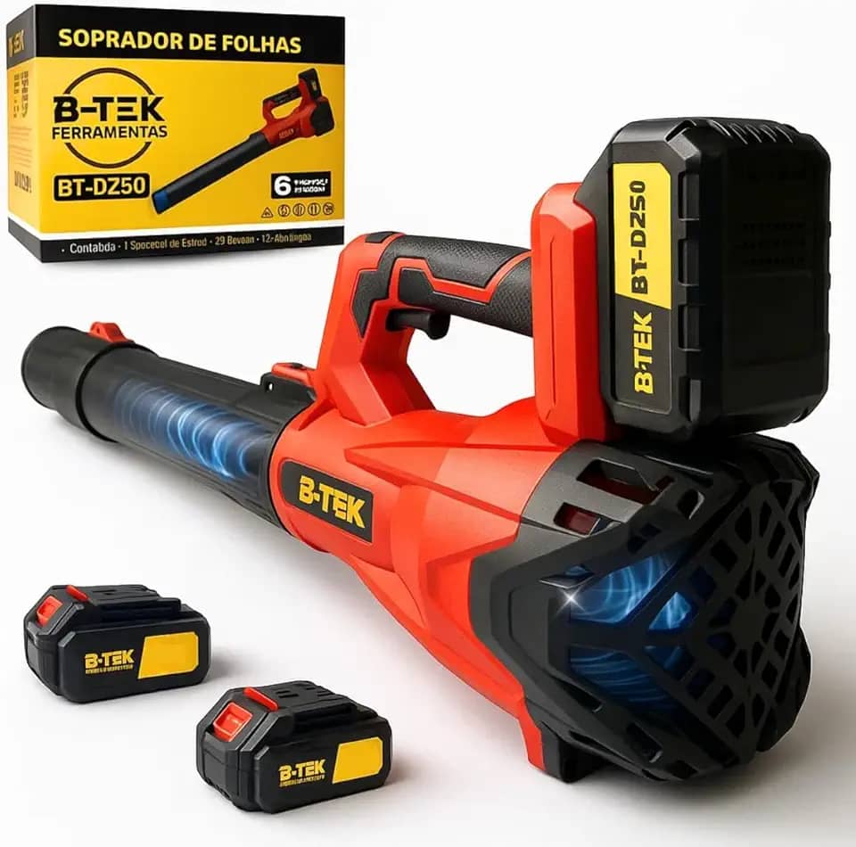 Soprador de Folhas a Bateria 21 V – Potência Turbo 300 km/h, Sem Fio, Portátil e Leve para Jardim, Quintal, Casa e Carro
