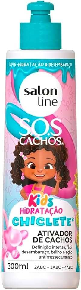 Salon Line, Shampoo, SOS Cachos Kids, Hidratação Chiclete, Vegano - Para Cabelos Ondulados, Cacheados e Crespos, 300ml