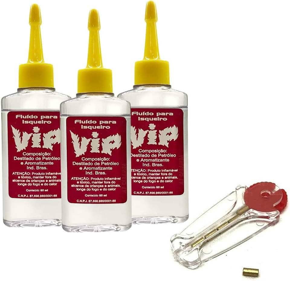 3 Fluído Vip + Perdra para Isqueiro tipo Zippo, flip, recarregável.
