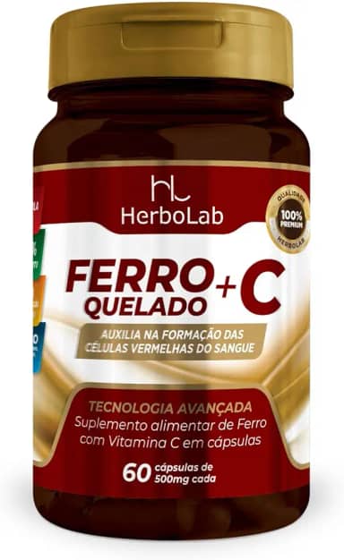 Ferro quelado e vitamina C em cápsulas