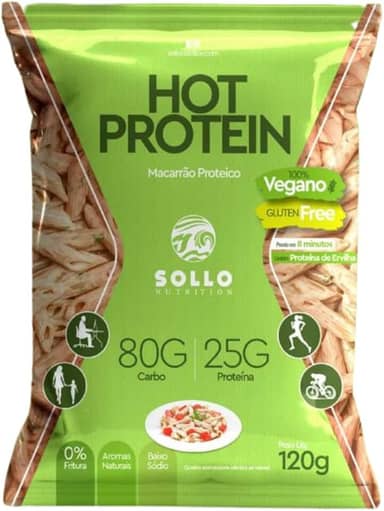 Macarrão Hot Protein Sem Glúten e Vegano120g (com Proteína de Ervilha - 25g de Proteína) - Sabores (Alho Poró)