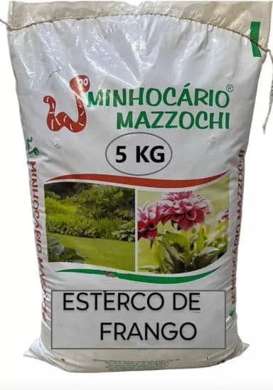 Adubo Orgânico Esterco de Galinha 5kg - Minhocário Mazzochi - Natural, Plantas, Hortas