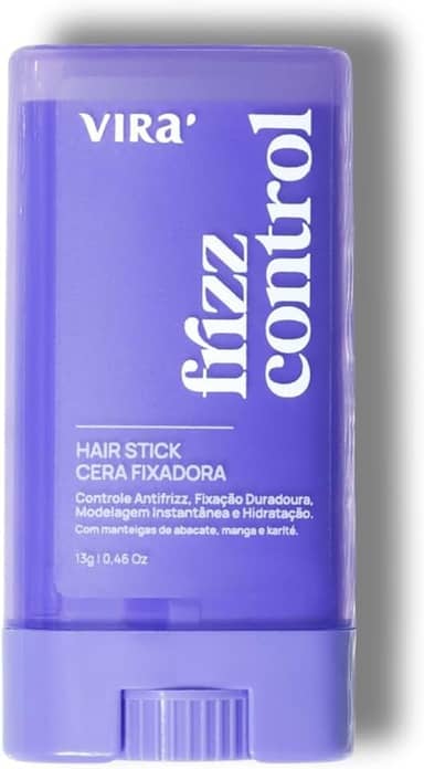 Modelador de Cabelo em Bastão Frizz Control Virá 13g | Cera Finalizadora Antifrizz para Alinhar Baby Hair, Coques e Penteados | Textura Leve e Efeito Natural