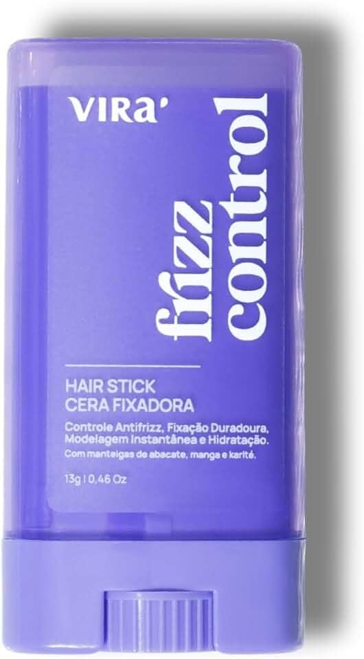 Modelador de Cabelo em Bastão Frizz Control Virá 13g | Cera Finalizadora Antifrizz para Alinhar Baby Hair, Coques e Penteados | Textura Leve e Efeito Natural