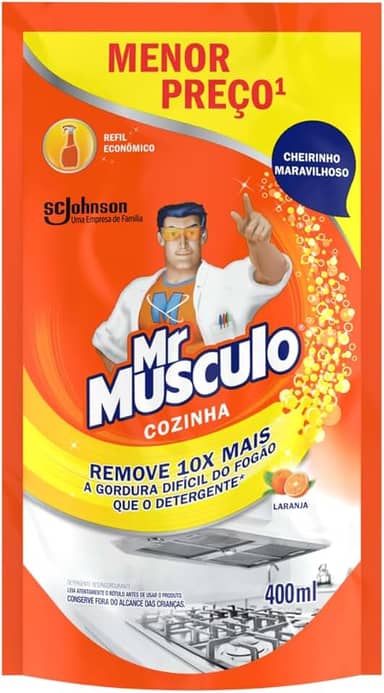 Mr. Músculo Desengordurante Cozinha Laranja, Refil Sachê 400ml
