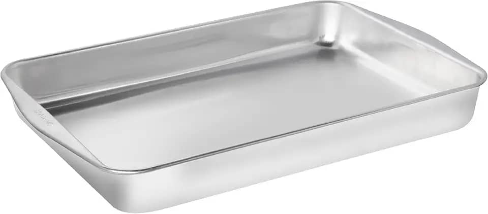 Assadeira Retangular Funda Rochedo Dura+ Polida 44cm, Alumínio Resistente, Alta Durabilidade, Bordas Laterais para Mais Praticidade e Livre de PFOA