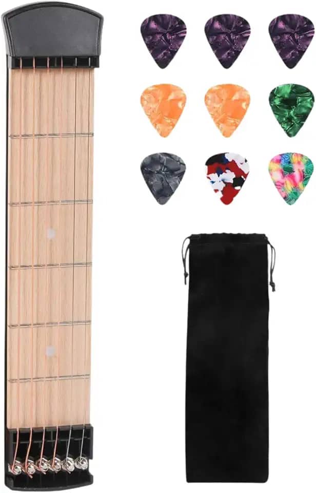 harayaa Ferramenta de bolso para prática de acordes de guitarra para iniciantes, auxílio para treinamento de acordes, pequeno para crianças e adultos, com, Preto