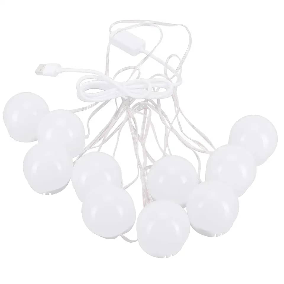 10 lâmpadas de LED coladas no kit de luz de espelho de LED Lâmpada de espelho cosmético Plugue USB para maquiagem Luz de maquiagem para banheiro Espelho de parede Conjunto de penteadeira no camarim