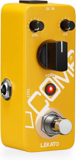 LEKATO Pedal De Compressor, Yellow Comp Mini, Compressão Portátil Com True Bypass, Equalizador E Volume Ajustáveis, Pedais Efeito Analógico Óptico Clássico Para Guitarra Elétrica Baixo