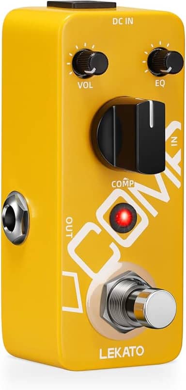 LEKATO Pedal De Compressor, Yellow Comp Mini, Compressão Portátil Com True Bypass, Equalizador E Volume Ajustáveis, Pedais Efeito Analógico Óptico Clássico Para Guitarra Elétrica Baixo