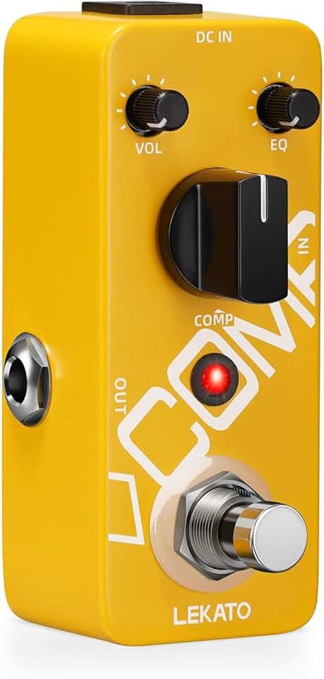 LEKATO Pedal De Compressor, Yellow Comp Mini, Compressão Portátil Com True Bypass, Equalizador E Volume Ajustáveis, Pedais Efeito Analógico Óptico Clássico Para Guitarra Elétrica Baixo