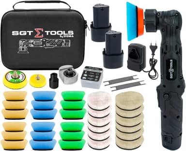 Politriz Nano Híbrida 2 Baterias Rotativa E Orbital Sgt 8102 All Black 110v/220v Com Bolsa E Acessorios Sigma Tools
