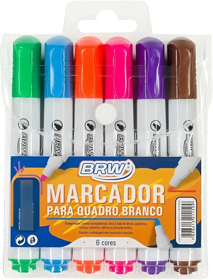 Marcador Pincel Para Lousa Quadro Branco, 6 Cores Sortidas