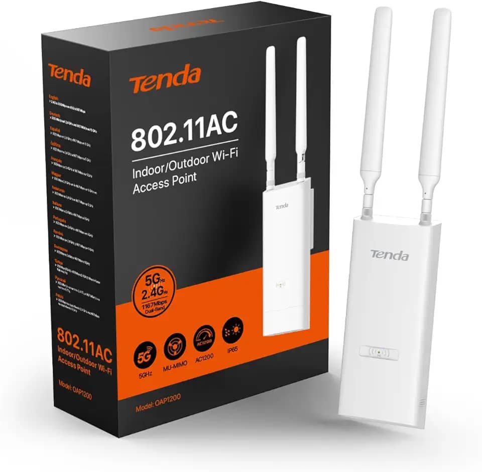Tenda Ponto De Acesso Wi-Fi Externo Banda Dupla Ac1200 (Oap1200), Mu-Mimo, À Prova D'Água Ip65, Alimentado Por Poe, Ideal Para Quintais E Garagens